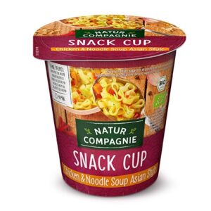 ZUPA BŁYSKAWICZNA W KUBKU Z MAKARONEM I KURCZAKIEM W STYLU AZJATYCKIM BIO 55 g - NATUR COMPAGNIE