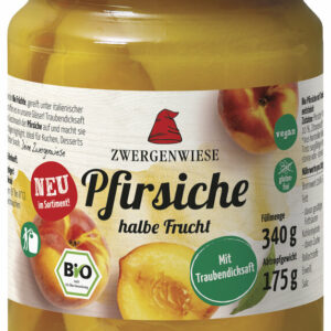 BRZOSKWINIE POŁÓWKI W LEKKIM SYROPIE BEZGLUTENOWE BIO 340 g (175 g) (SŁOIK) - ZWERGENWIESE