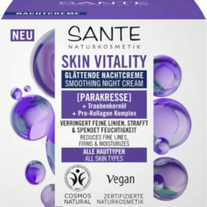 KREM DO TWARZY NA NOC WYGŁADZAJĄCY Z PARAKRESEM, OLEJEM Z PESTEK WINOGRON I KOMPLEKSEM PRO-KOLAGENOWYM ECO 50 ml - SANTE