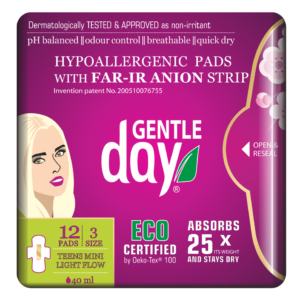PODPASKI HIGIENICZNE MINI Z PASKIEM ANIONOWYM (TEENS) 12 szt. - GENTLE DAY