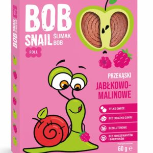 PRZEKĄSKA ROLL JABŁKO - MALINA BEZ DODATKU CUKRÓW BEZGLUTENOWA 60 g - BOB SNAIL