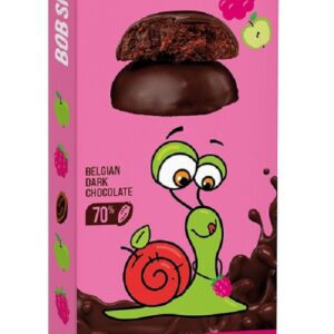 PRZEKĄSKA CHOCO JABŁKO - MALINA W CZEKOLADZIE CIEMNEJ BELGIJSKIEJ BEZ DODATKU CUKRÓW BEZGLUTENOWA 30 g - BOB SNAIL