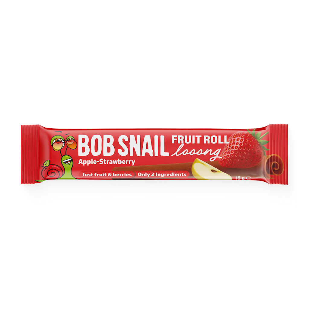PRZEKĄSKA ROLL LONG JABŁKO - TRUSKAWKA BEZ DODATKU CUKRÓW 15 g - BOB SNAIL