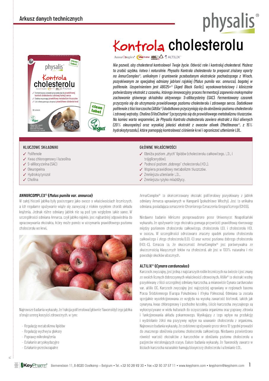 TABLETKI NA KONTROLĘ CHOLESTEROLU 30 szt. - PHYSALIS - obrazek 2