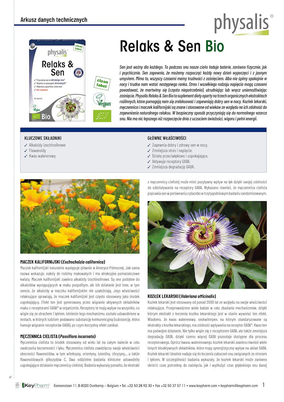 TABLETKI NA RELAKS I SEN BIO 45 szt. - PHYSALIS - obrazek 2