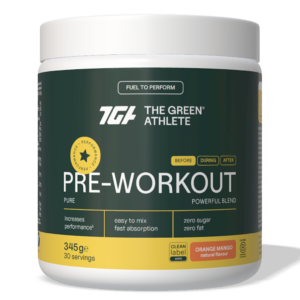 PRE-WORKOUT O SMAKU POMARAŃCZY I MANGO BEZGLUTENOWA 345 g - THE GREEN ATHLETE