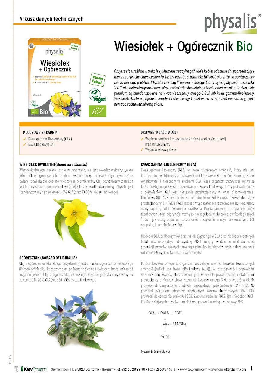 WIESIOŁEK + OGÓRECZNIK BIO 60 KAPSUŁEK - PHYSALIS - obrazek 2