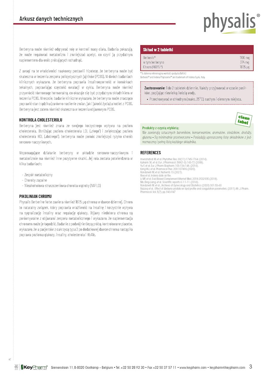 BERBERYNA FORTE 30 TABLETEK - PHYSALIS - obrazek 4