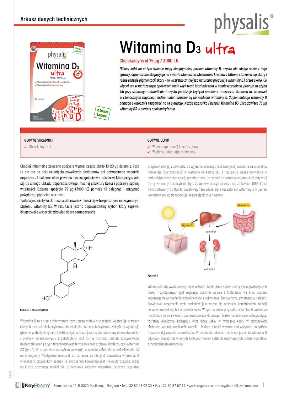 WITAMINA D3 ULTRA 75 mcg (3000 j.m) 100 KAPSUŁEK - PHYSALIS - obrazek 2