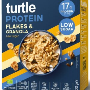 PŁATKI PROTEINOWE Z GRANOLĄ BEZ DODATKU CUKRÓW BEZGLUTENOWE BIO 300 g - TURTLE