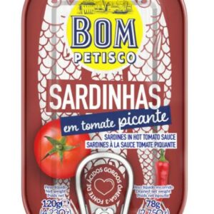 SARDYNKI PORTUGALSKIE W PIKANTNYM SOSIE POMIDOROWYM 120 g (78 g) - BOM PETISCO