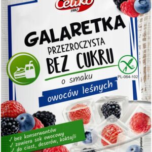 GALARETKA PRZEZROCZYSTA BEZ CUKRU O SMAKU OWOCÓW LEŚNYCH BEZGLUTENOWA 14 g - CELIKO