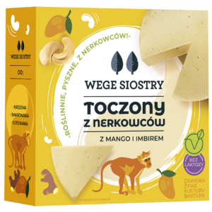 WEGAŃSKA ALTERNATYWA SERA Z ORZECHÓW NERKOWCA Z MANGO I IMBIREM BEZGLUTENOWA 140 g - WEGE SIOSTRY