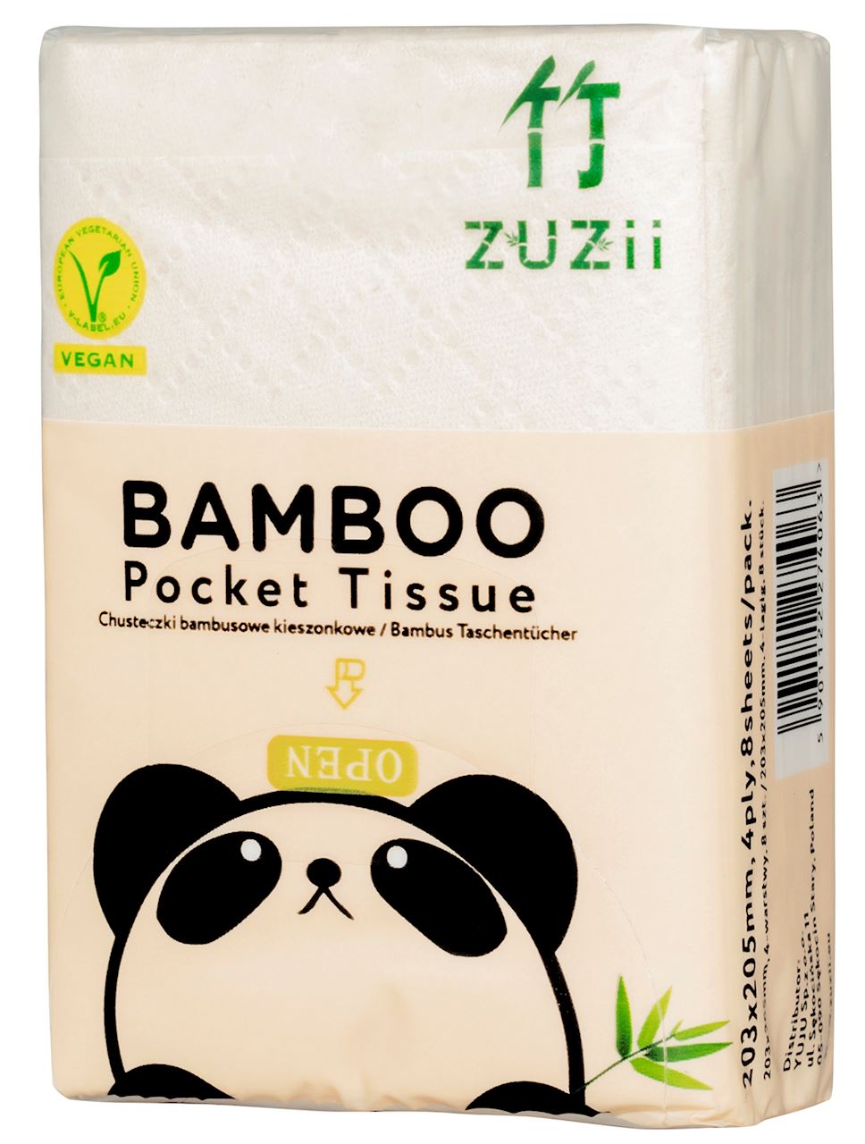 CHUSTECZKI BAMBUSOWE KIESZONKOWE 4 - WARSTWOWE 8 x 8 szt. - ZUZII