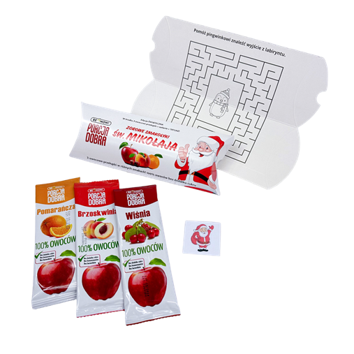 SMAKOŁYKI OD ŚWIĘTEGO MIKOŁAJA (3 OWOCOWE PRZEKĄSKI + TATUAŻ) 48 g - PORCJA DOBRA (PRODUKT SEZONOWY)