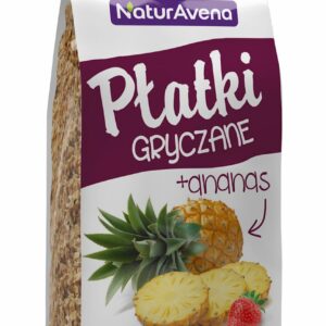 PŁATKI GRYCZANE BŁYSKAWICZNE Z ANANASEM I TRUSKAWKĄ 250 g - NATURAVENA