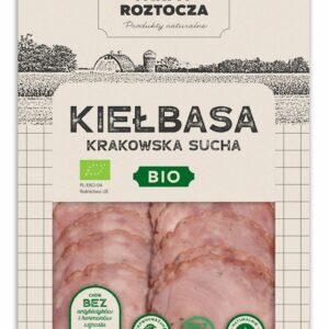 KIEŁBASA KRAKOWSKA SUCHA PLASTRY BIO 80 g - FARMY ROZTOCZA (Z PÓŁKI)
