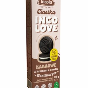 CIASTKA MARKIZY KAKAOWE Z KREMEM O SMAKU WANILIOWYM BEZ CUKRU BEZGLUTENOWE 125 g - INCOLA