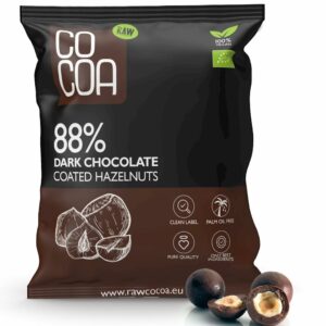 ORZECHY LASKOWE W CZEKOLADZIE CIEMNEJ 88 % BIO 70 g - COCOA