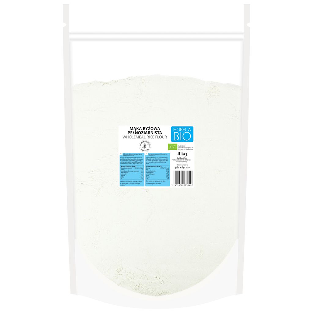 MĄKA RYŻOWA PEŁNOZIARNISTA BEZGLUTENOWA BIO 4 kg - HORECA (BIO PLANET)