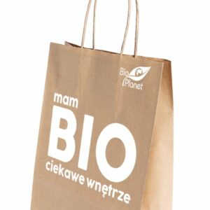TORBA PAPIEROWA MAŁA Z LOGO BIO PLANET (24 cm x 11 cm x 32 cm)