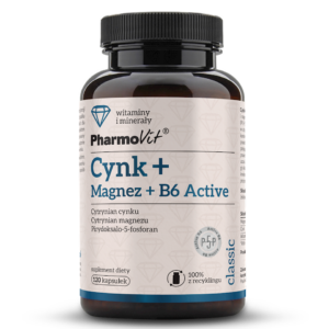 CYNK + MAGNEZ + WITAMINA B6 ACTIVE BEZGLUTENOWY 120 KAPSUŁEK - PHARMOVIT (CLASSIC)