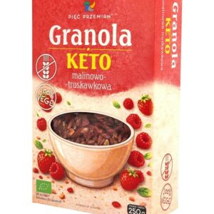 GRANOLA MALINOWO - TRUSKAWKOWA BEZ DODATKU CUKRÓW BEZGLUTENOWA KETO BIO 250 g - PIĘĆ PRZEMIAN