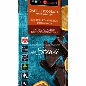 CZEKOLADA GORZKA Z POMARAŃCZĄ ZE STEWIĄ BEZ DODATKU CUKRÓW BEZGLUTENOWA 125 g - PURE&GOOD