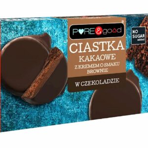 CIASTKA KAKAOWE Z KREMEM O SMAKU BROWNIE W CZEKOLADZIE DESEROWEJ BEZ DODATKU CUKRÓW 128 g - PURE&GOOD