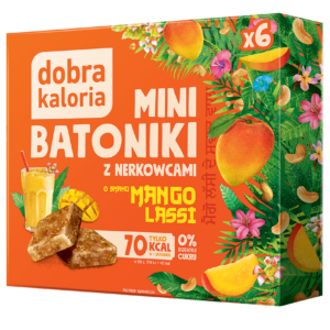 BATONIKI MINI Z NERKOWCÓW O SMAKU MANGO LASSI BEZ DODATKU CUKRÓW (6 x 17 g) 102 g - DOBRA KALORIA