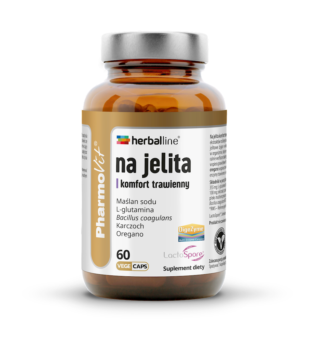 KAPSUŁKI NA JELITA I KOMFORT TRAWIENNY BEZGLUTENOWE 60 szt. - PHARMOVIT (HERBALLINE)