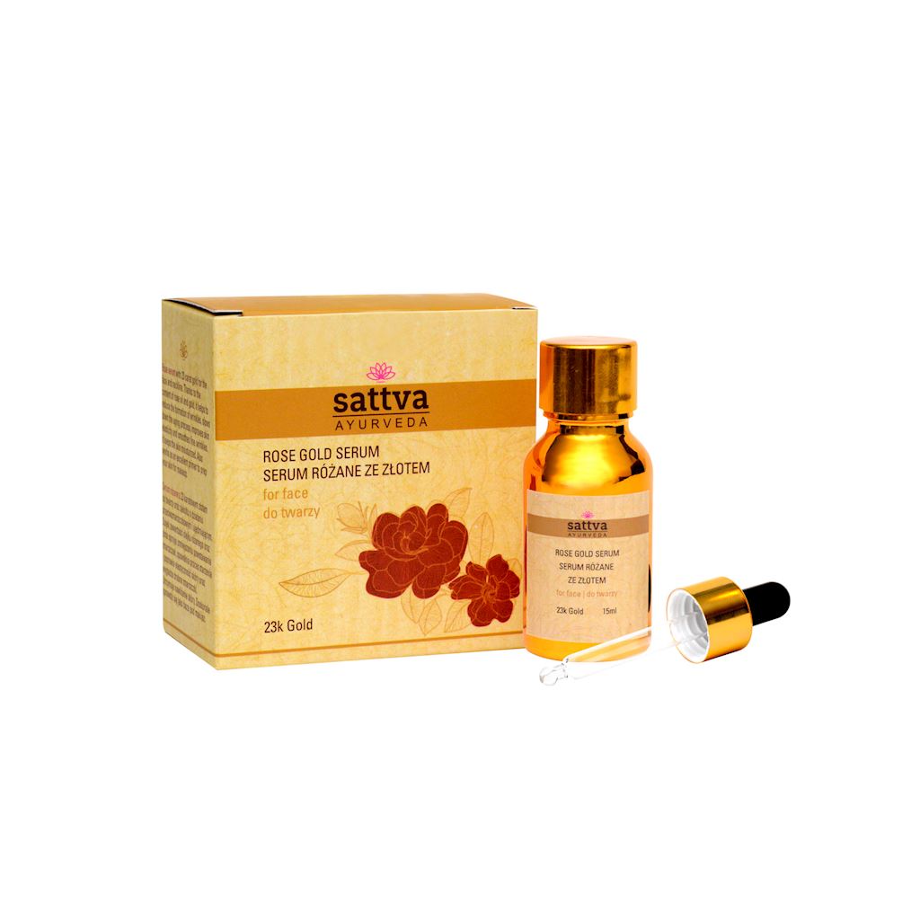 SERUM DO TWARZY RÓŻANE ZE ZŁOTEM 15 ml - SATTVA (AYURVEDA) - obrazek 2