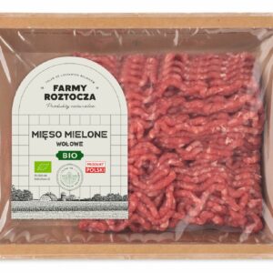 MIĘSO MIELONE WOŁOWE SUROWE BIO 300 g - FARMY ROZTOCZA (NA ZAMÓWIENIE)
