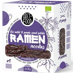MAKARON (JAGLANO - RYŻOWY Z BATATEM FIOLETOWYM) RAMEN BEZGLUTENOWY BIO 280 g - DIET-FOOD