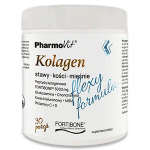 KOLAGEN O SMAKU BANANOWYM FLEXY FORMULA BEZGLUTENOWY W PROSZKU 196 g - PHARMOVIT