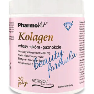 KOLAGEN O SMAKU BRZOSKWINIA - BANAN BEAUTY FORMULA BEZGLUTENOWY W PROSZKU 174 g - PHARMOVIT