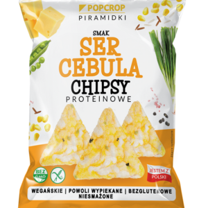 CHRUPKI PIRAMIDKI PROTEINOWE O SMAKU SERA I CEBULI WEGAŃSKIE BEZGLUTENOWE 60 g - POPCROP