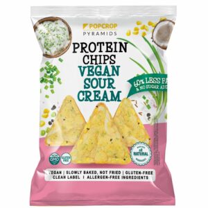 CHRUPKI PIRAMIDKI PROTEINOWE O SMAKU KWAŚNEJ ŚMIETANY ZE SZCZYPIORKIEM BEZGLUTENOWE 60 g - POPCROP