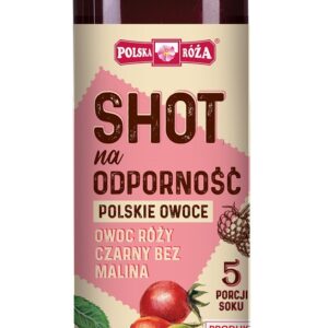 SHOT NA ODPORNOŚĆ NFC OWOC RÓŻY - CZARNY BEZ - MALINA BEZ DODATKU CUKRÓW 250 ml - POLSKA RÓŻA