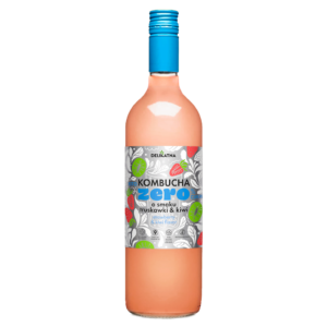 KOMBUCHA O SMAKU TRUSKAWKI I KIWI ZERO % CUKRU 750 ml - DELIKATNA