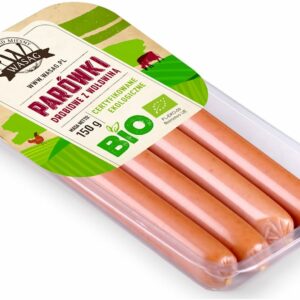 PARÓWKI DROBIOWE Z WOŁOWINĄ BIO 150 g - WASĄG (NA ZAMÓWIENIE)