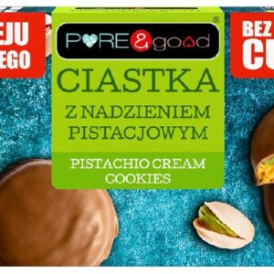 CIASTKA Z NADZIENIEM PISTACJOWYM W CZEKOLADZIE MLECZNEJ BEZ DODATKU CUKRÓW 96 g - PURE&GOOD