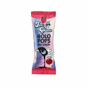 LIZAK KULKA HOLO POPS O SMAKU MALINOWYM Z WITAMINĄ D I C BEZ CUKRU BEZGLUTENOWY 8 g - JOE GLOW