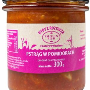 PSTRĄG W POMIDORACH BEZGLUTENOWY 300 g - SMOLIN FISH (NA ZAMÓWIENIE)