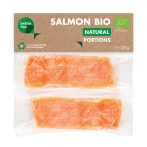 ŁOSOŚ ATLANTYCKI ZE SKÓRĄ MROŻONY PORCJE BIO (2 x 125 g) 250 g - BETTER FISH
