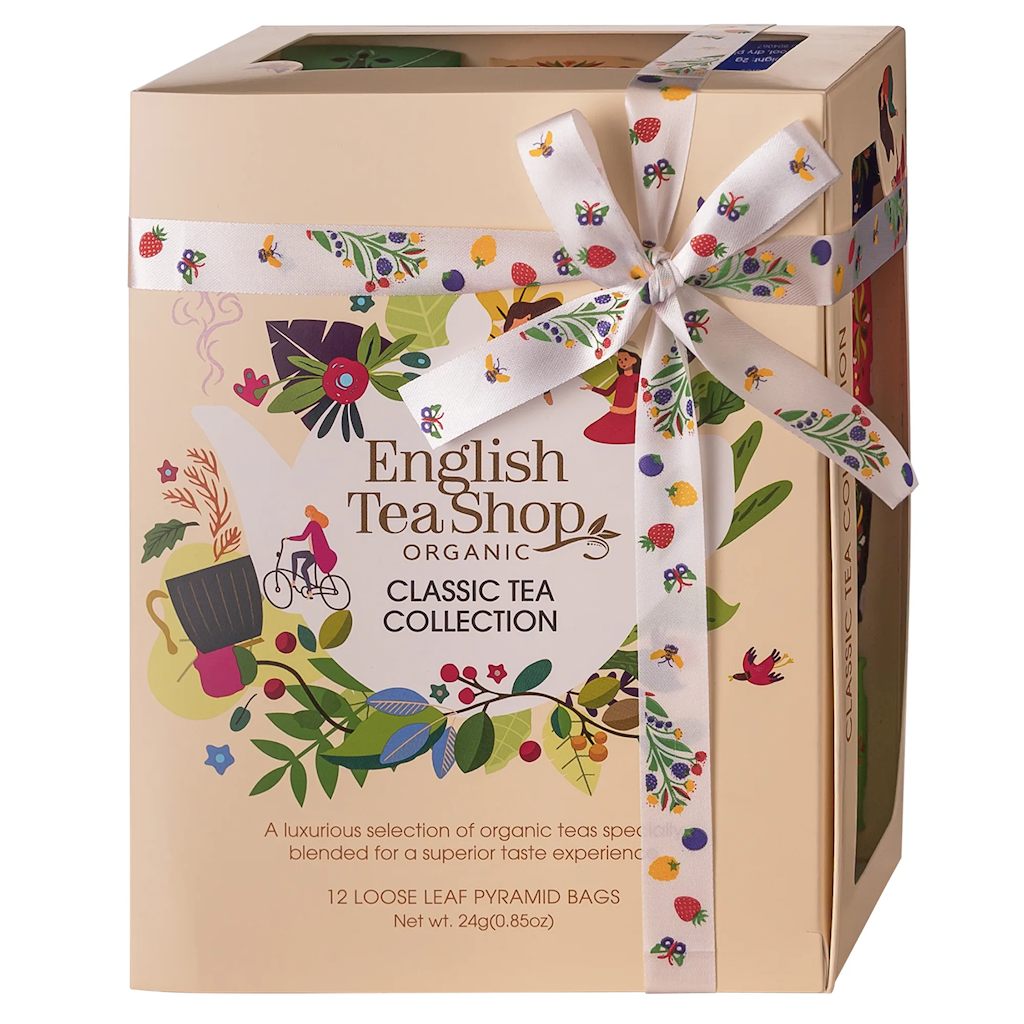 KOLEKCJA HERBAT I HERBATEK KLASYCZNYCH BIO PIRAMIDKI (CLASSIC BEŻOWE – 12 SMAKÓW) (12 x 2 g) 24 g - ENGLISH TEA SHOP ORGANIC