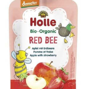 MUS CZERWONA PSZCZOŁA (JABŁKO - TRUSKAWKA) BEZ DODATKU CUKRÓW OD 8 MIESIĄCA DEMETER BIO 100 g - HOLLE
