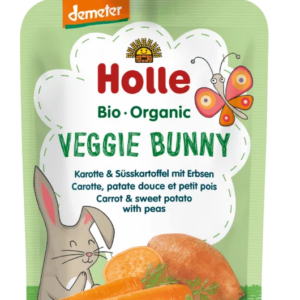 MUS WARZYWNY KRÓLIK (MARCHEW - SŁODKI ZIEMNIAK - GROSZEK) BEZ DODATKU CUKRÓW BEZGLUTENOWY OD 6 MIESIĄCA DEMETER BIO 100 g - HOLLE