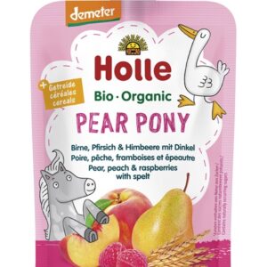 MUS GRUSZKOWY KUCYK (GRUSZKA - BRZOSKWINIA - MALINA - ORKISZ) BEZ DODATKU CUKRÓW OD 8 MIESIĄCA DEMETER BIO 100 g - HOLLE
