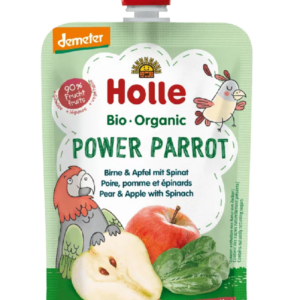MUS SILNA PAPUGA (GRUSZKA - JABŁKO - SZPINAK) BEZ DODATKU CUKRÓW BEZGLUTENOWY OD 6 MIESIĄCA DEMETER BIO 100 g - HOLLE